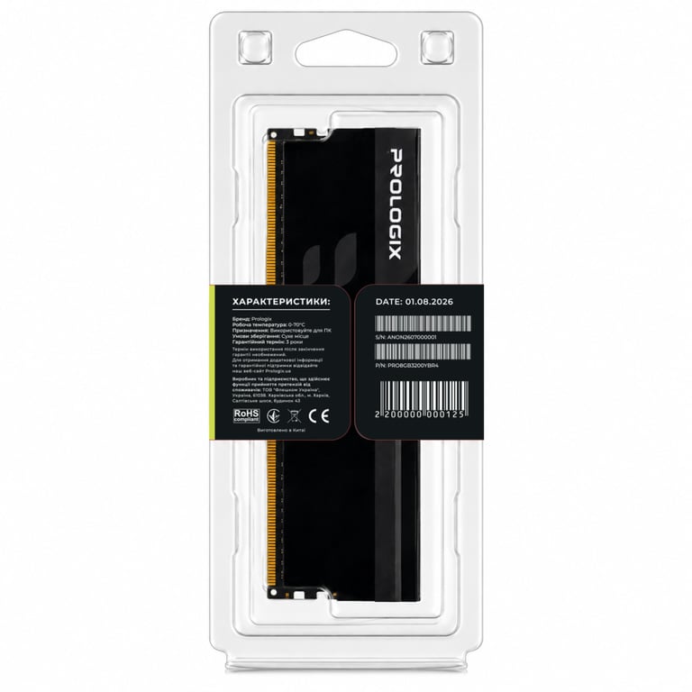 Модуль пам'яті для комп'ютера DDR4 8GB 3200 MHz Onyx Black RGB Prologix (PRO8GB3200YBR4) - фото 5