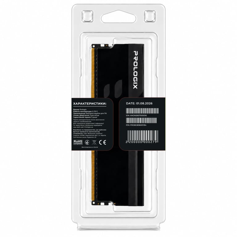 Модуль пам'яті для комп'ютера DDR4 8GB 3600 MHz Onyx Black Prologix (PRO8GB3600YB4) - фото 5