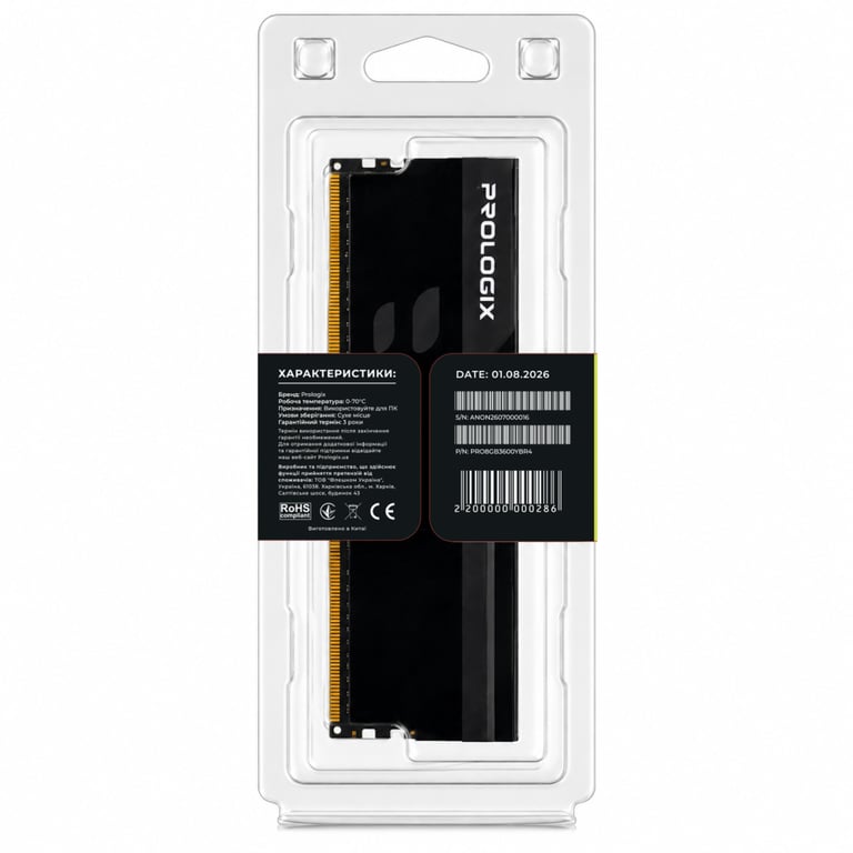 Модуль пам'яті для комп'ютера DDR4 8GB 3600 MHz Onyx Black RGB Prologix (PRO8GB3600YBR4) - фото 5