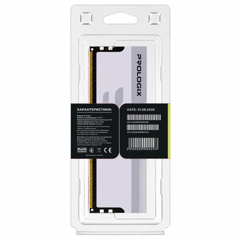 Модуль пам'яті для комп'ютера DDR4 8GB 3600 MHz Onyx White Prologix (PRO8GB3600YW4) - фото 5
