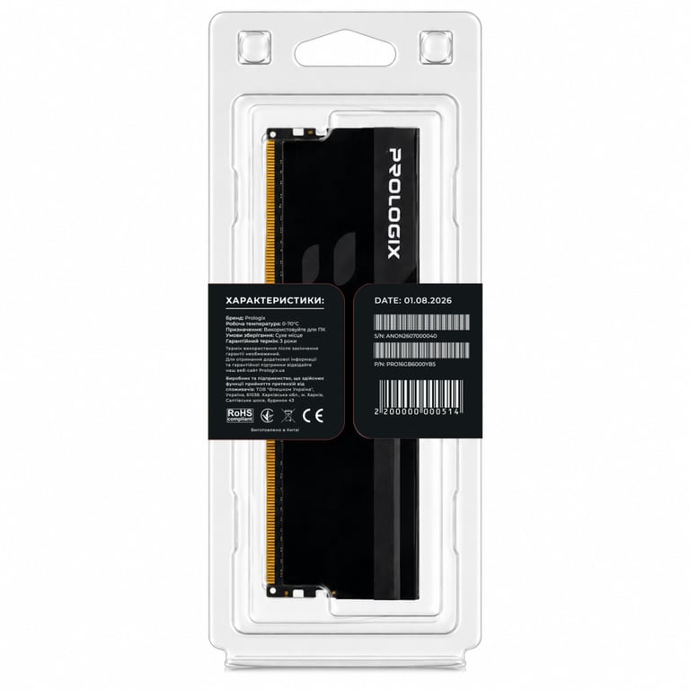 Модуль пам'яті для комп'ютера DDR5 16GB 6000 MHz Onyx Black Prologix (PRO16GB6000YB5) - фото 5