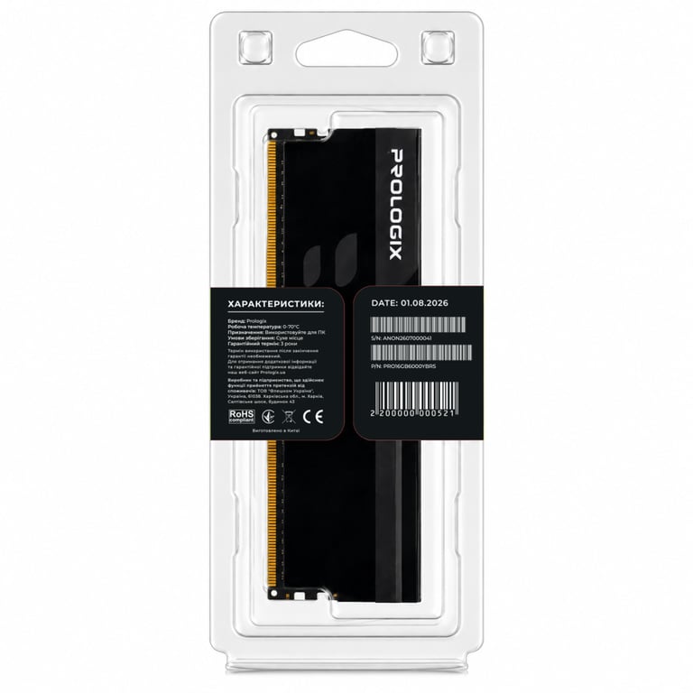 Модуль пам'яті для комп'ютера DDR5 16GB 6000 MHz Onyx Black RGB Prologix (PRO16GB6000YBR5) - фото 5