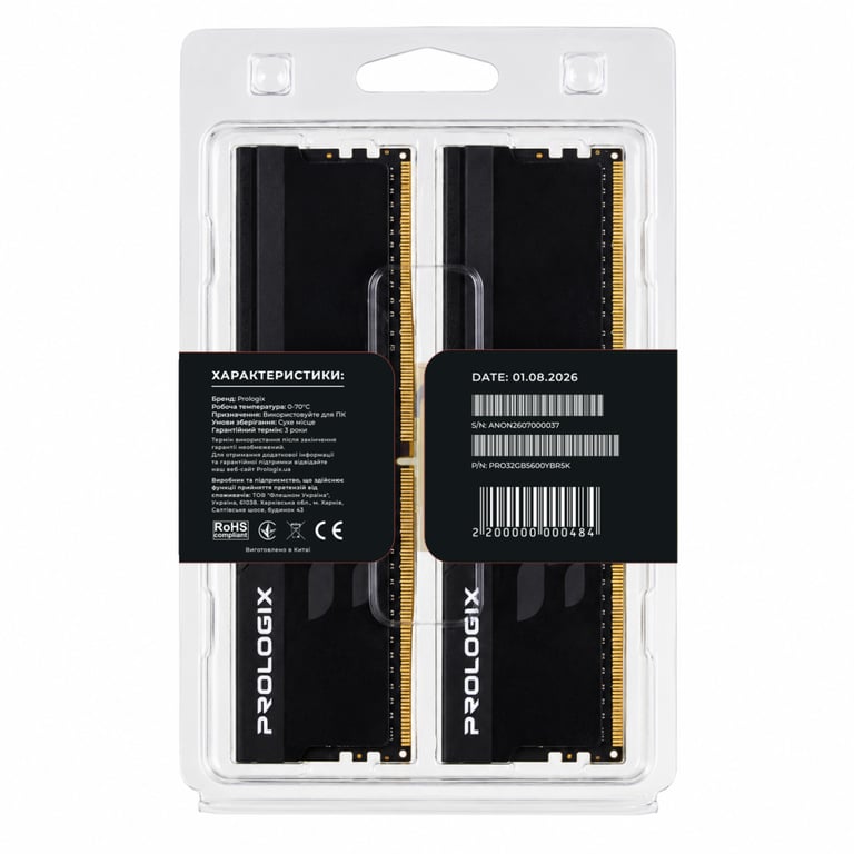 Модуль пам'яті для комп'ютера DDR5 32GB (2x16GB) 5600 MHz Onyx Black RGB Prologix (PRO32GB5600YBR5K) - фото 5