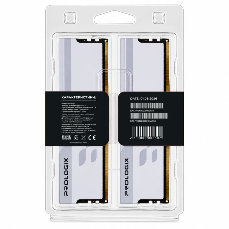 Модуль пам'яті для комп'ютера DDR5 32GB (2x16GB) 5600 MHz Onyx White RGB Prologix (PRO32GB5600YWR5K) - фото 5