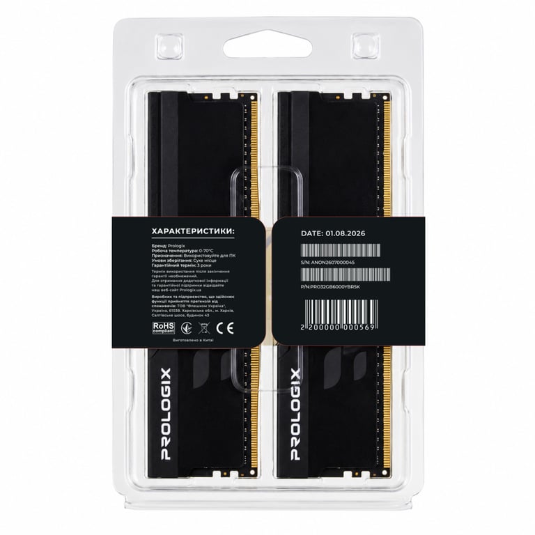 Модуль пам'яті для комп'ютера DDR5 32GB (2x16GB) 6000 MHz Onyx Black RGB Prologix (PRO32GB6000YBR5K) - фото 5