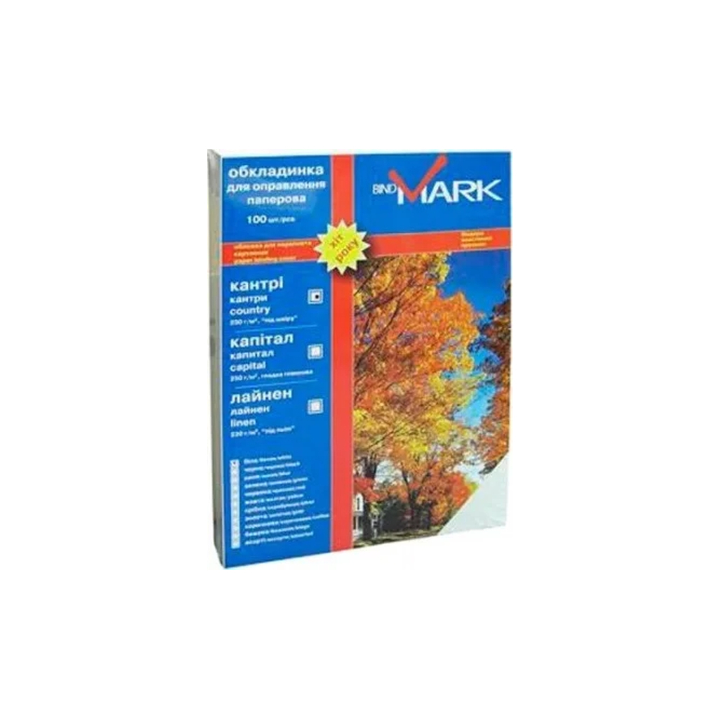 Обкладинка для палітурки bindMARK карт. Кантри А4 230 г/м2 (100 шт.) белая (41701) - фото 1