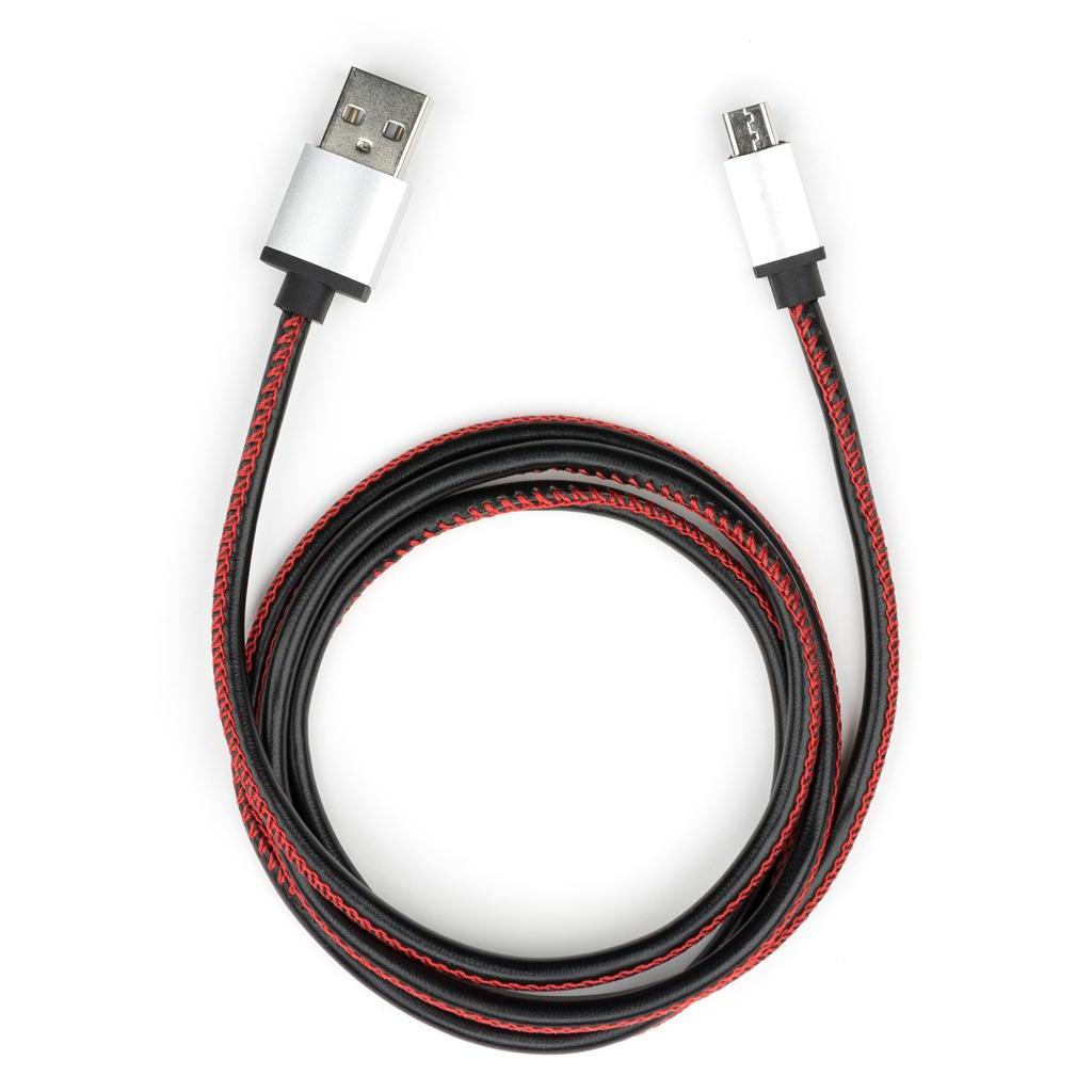 Дата кабель USB 2.0 AM to Micro 5P 1m pu leather black Vinga (VCPDCMLS1BK) - главное фото