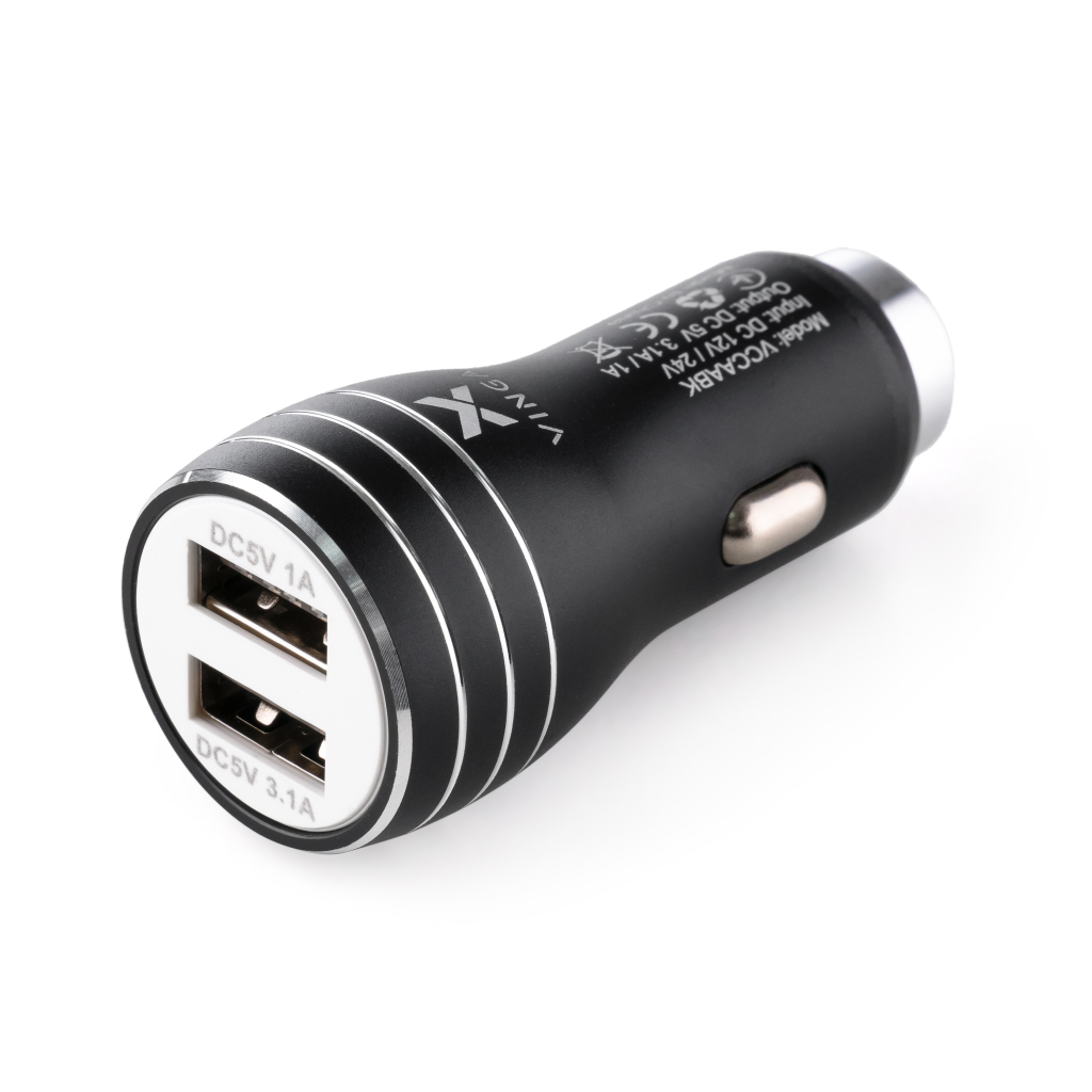 Зарядное устройство Vinga Dual USB Car Charger aluminium 15.5W Max (VCCAABK) - главное фото
