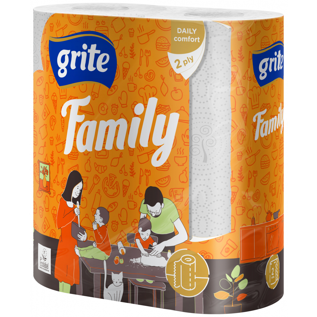Бумажные полотенца Grite Family 2 слоя 2 рулона (4770023348583) - главное фото