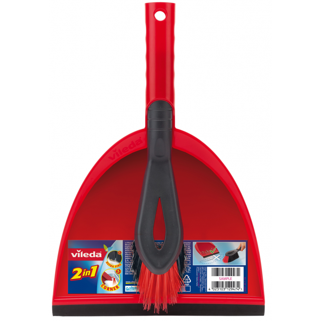 Комплект для уборки Vileda Dustpan 2 в 1 Совок с короткой ручкой и щеткой (4023103172326) - главное фото