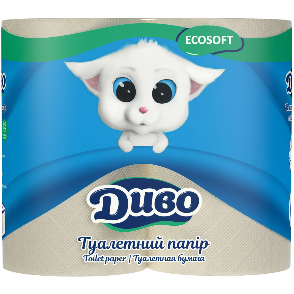 Туалетная бумага Диво Ecosoft 2 слоя серая 4 рулона (4820003831892) - главное фото