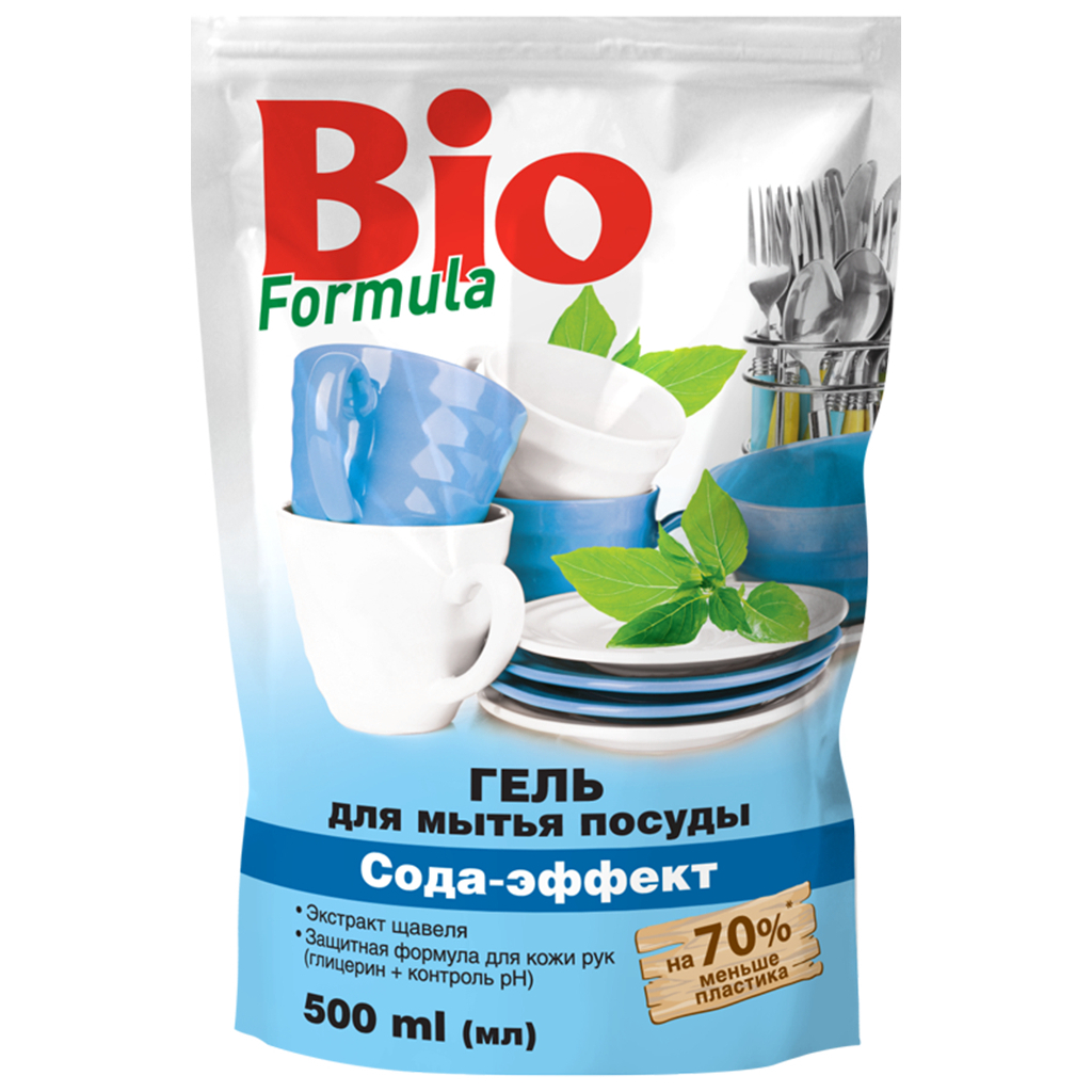 Средство для ручного мытья посуды Bio Formula Сода-эффект дой-пак 500 мл (4823015922725) - главное фото