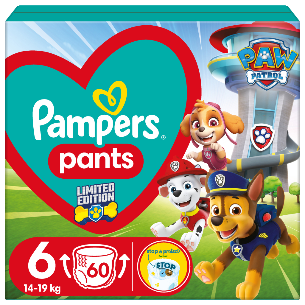 Подгузники Pampers Extra Large Размер 6 (14-19 кг) Paw Patrol 60 шт (8006540863657) - главное фото