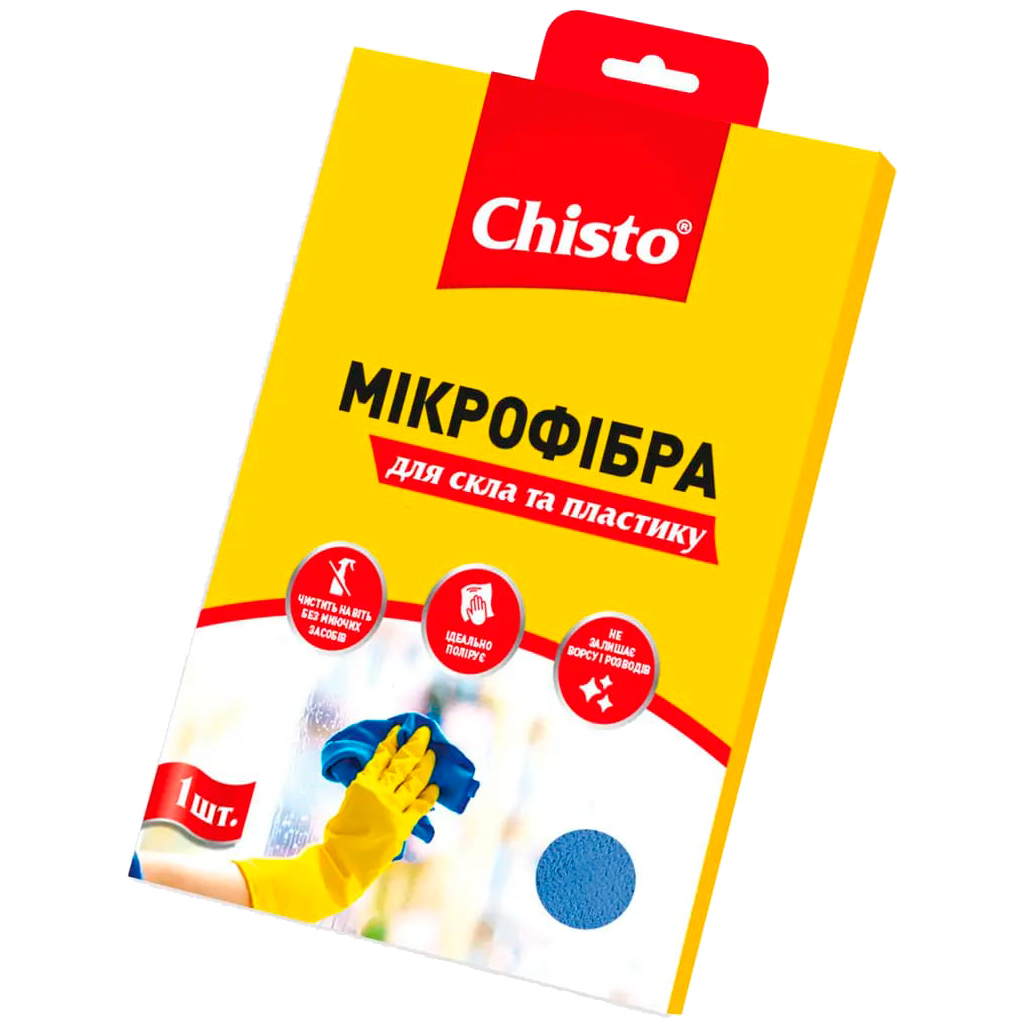 Салфетки для уборки Chisto Микрофибра для стекла и пластика 1 шт. (4820164151044) - главное фото