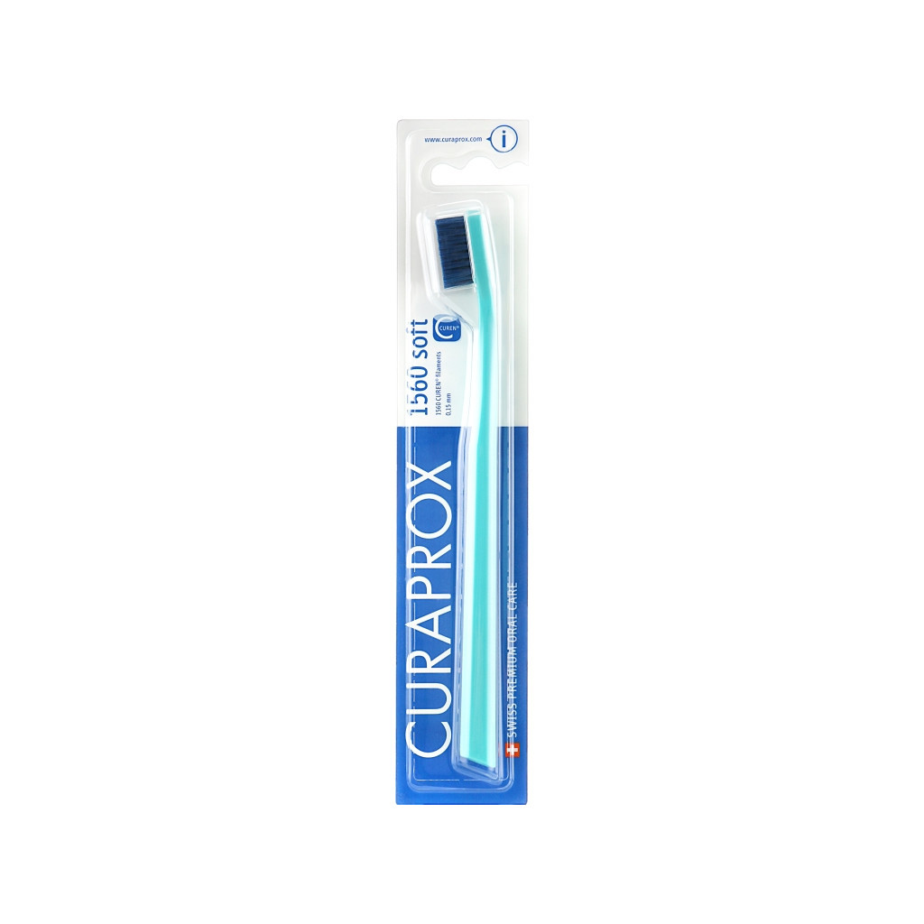Зубная щетка Curaprox CS 1560 Soft Мягкая D 0.15 мм Бирюзовая с синей щетиной (CS 1560-05) - главное фото