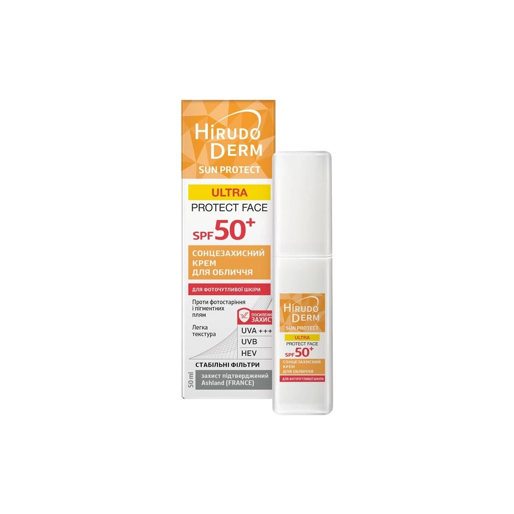 Средство от загара Hirudo Derm Hirudo Derm Sun Protect Ultra Protect Face SPF 50+ Солнцезащитный крем для лица 50 мл (4820160038547) - главное фото